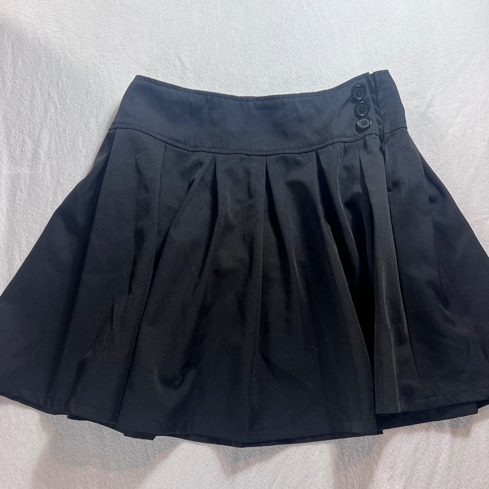 Bienzoe Girls Black Pleated Skort School Uniform Side Zip Button Detail Size 16